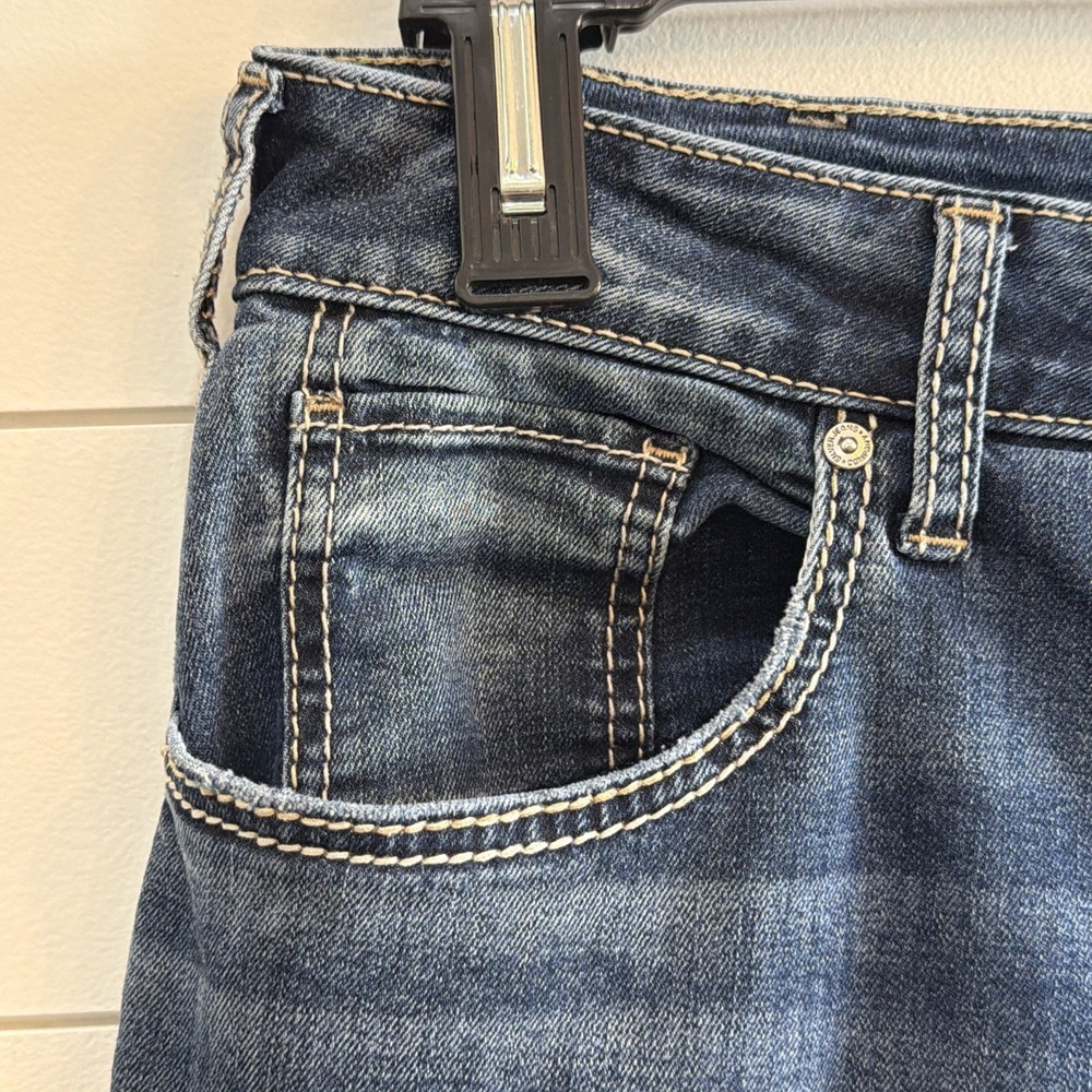 Silver Jeans Womens W34 L29 (act 34X30) Boyfriend Stretch Distressed Dark Wash - Picture 2 of 16